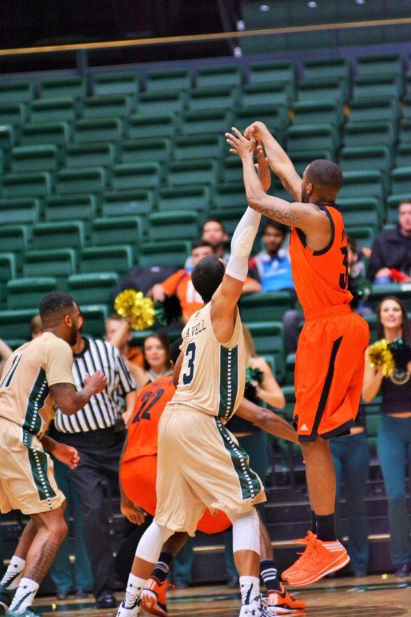 Colorado State guard Gian Clavell (3), defends a Mercer player during a game earlier this season.