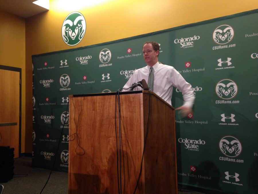 Colorado State interim athletic director John Morris, shown in press conference last December, accepted the athletic director position at Tufts University, the school announced Friday. 