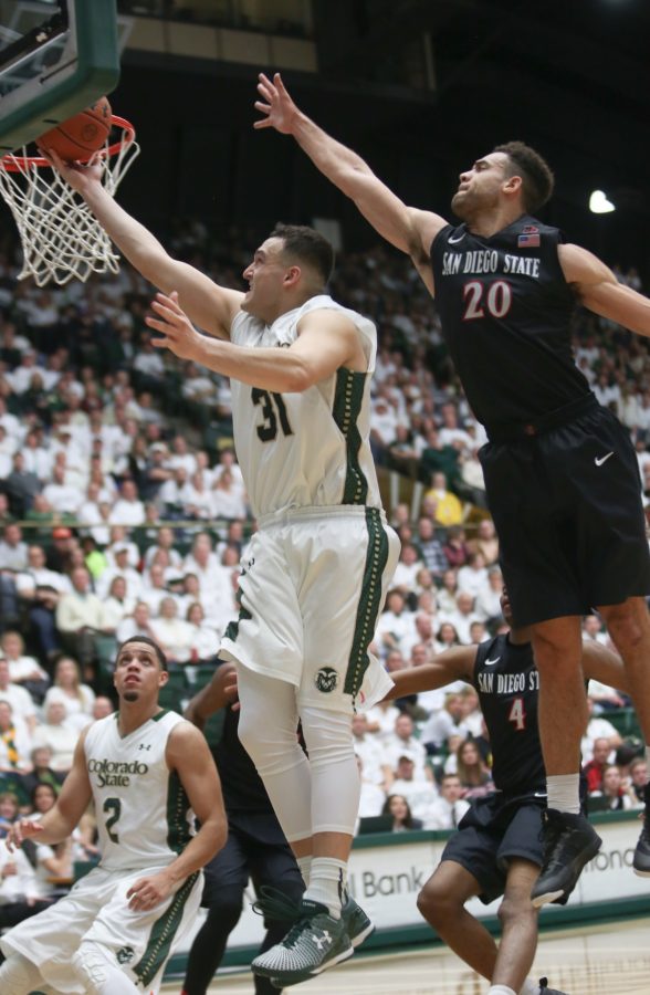 Colorado State forward J.J. Avila goes up for a layup against San Diego State. 