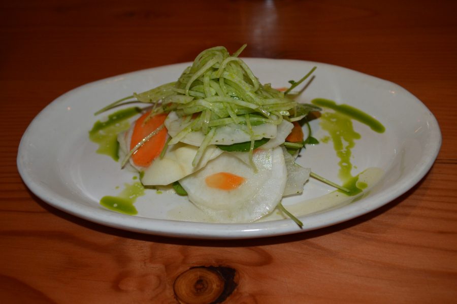 A winter vegetable salad with ingredients only from local farms from The Kitchen.