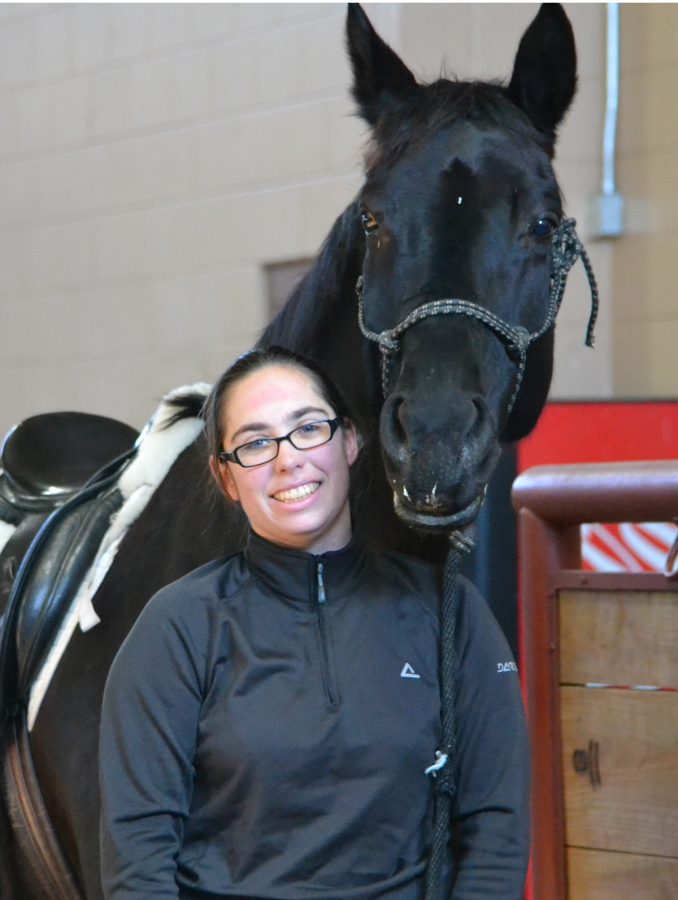 Justine Derouallière spent the semester training Mona to compete in equine competitions. Photo by Dixie Crowe.