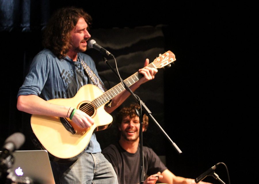 Chris Carter and John Wilberg jam out to an open mic night at Avogadro's Number this past Tuesday. They will be playing again this Friday at Equinox at 7:00pm.
