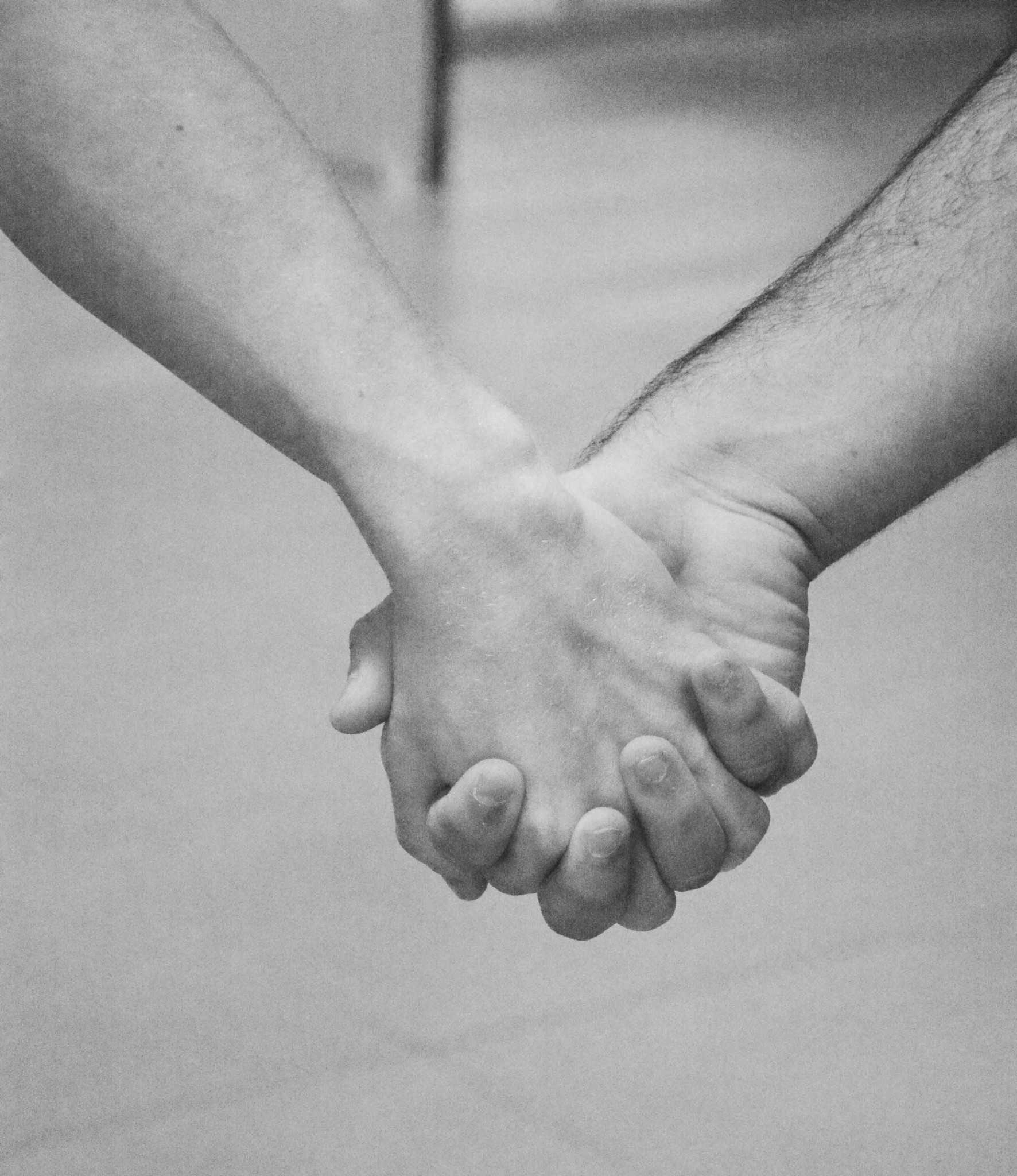 Male couple holding hands.
