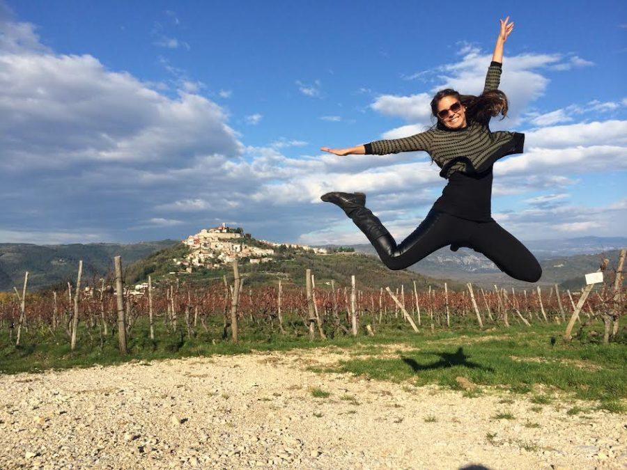 Ashley Colburn jumping in the air in Croatia. (Photo credits: Ashley Colburn)