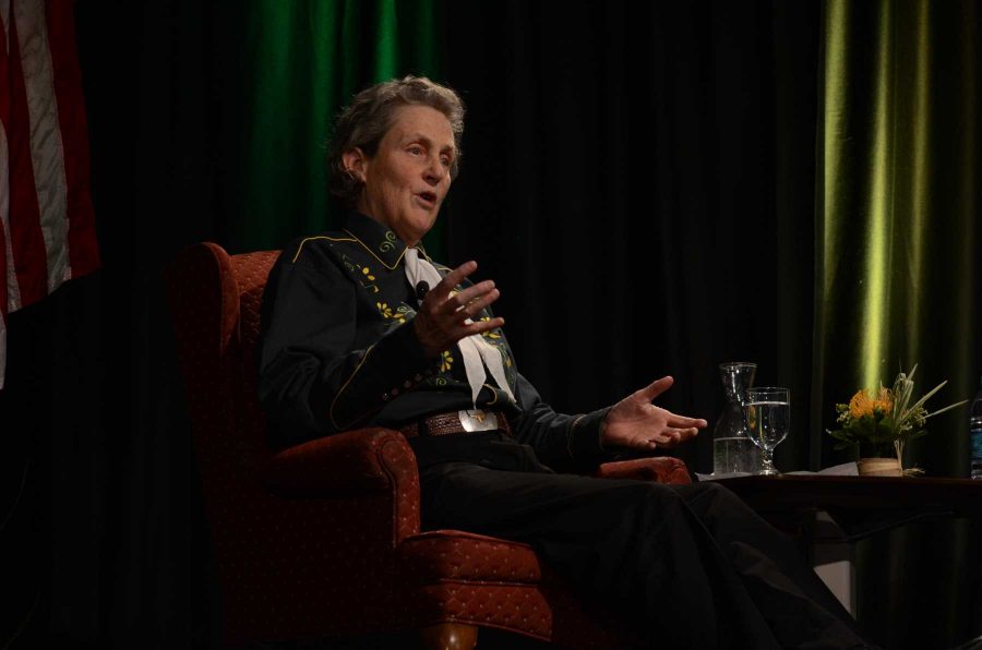 Grandin answered questions from the audience and from Tony Frank after her speech on Monday evening.