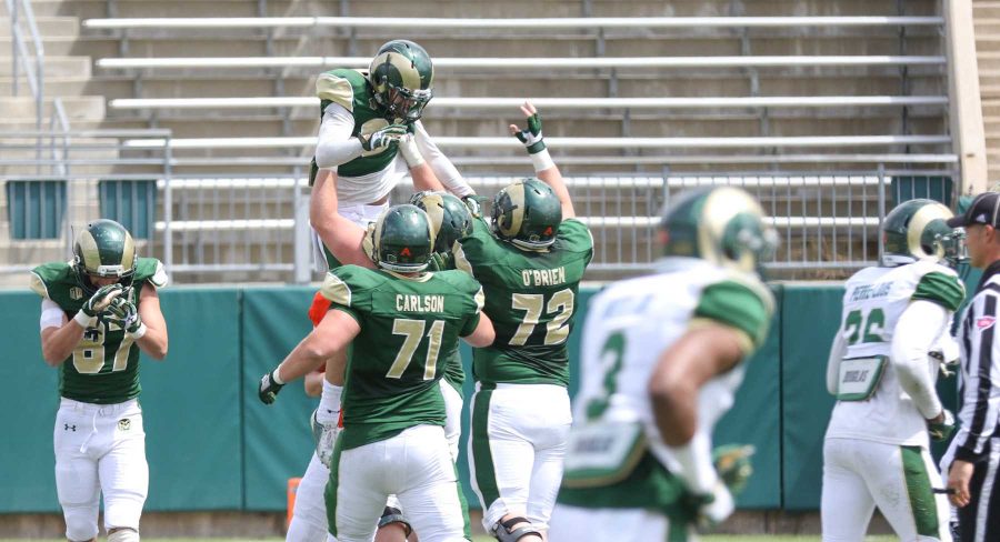 CSU offensive coordinator Will Friend is asking the offensive line to lead by example during fall camp. (Photo by: Abbie Parr)