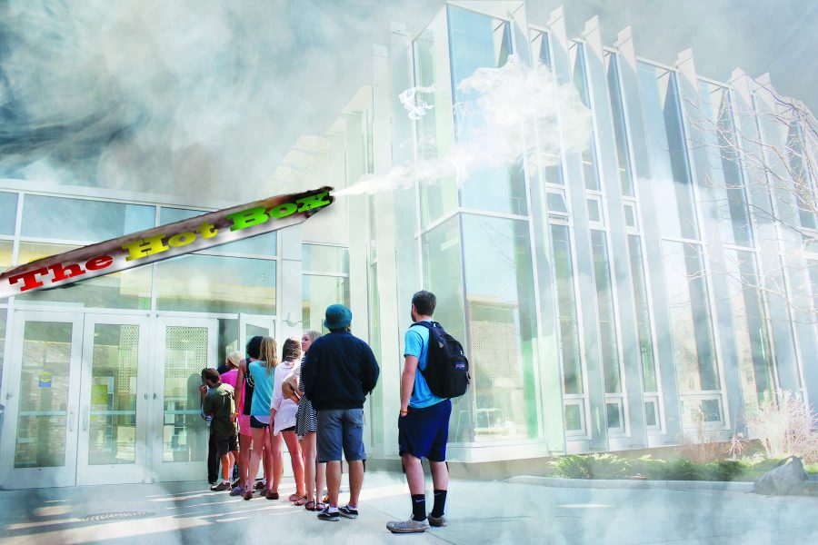 Students patiently wait in the engulfing cloud of smoke that surrounds the new Hot Box establishment at all times. Though some are skeptical about someone getting a contact-high, one student in line was heard saying, 