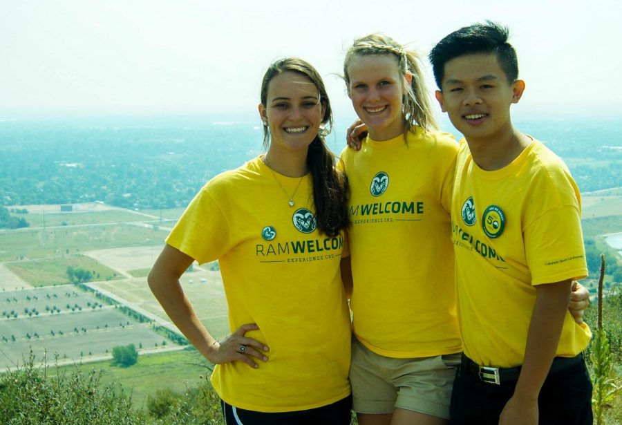 Ram Welcome 2015: Ram Welcome Leaders on the Hike to the "A." Transportation is provided for students to reach the trailhead and complete the traditional hike, signifying the beginning of their time at Colorado State University.