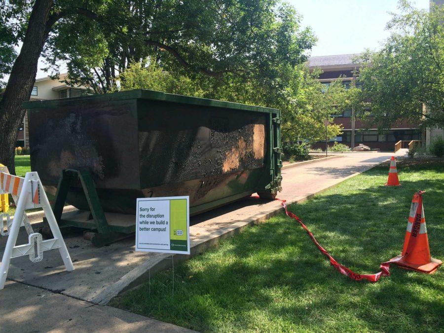 Firework sparks dumpster fire at Corbett Hall