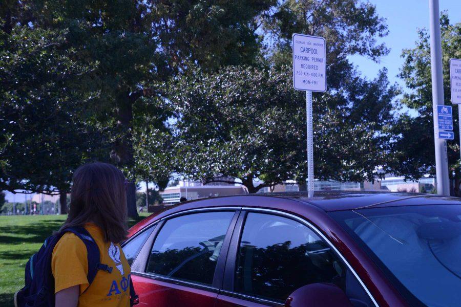 Students can save money getting to campus by getting a carpooling pass. By doing this, they are committing to driving into school with two or more people. (Photo Credit: Megan Fischer)