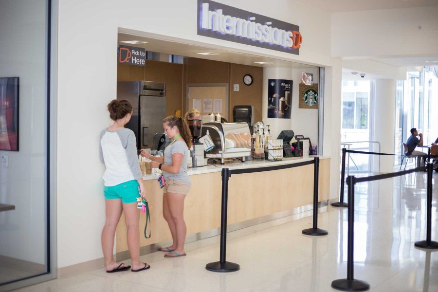 Intermissions is a new Coffee shop serving Starbucks products. It is located just east of the LSC Theater. (Photo Credit: Ryan Arb)