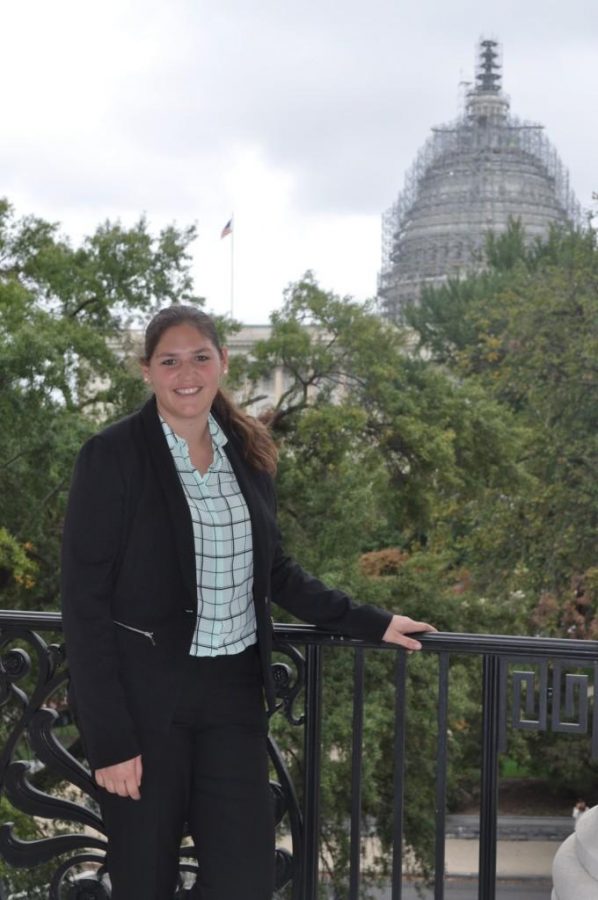 Maggie Weinroth poses in D.C. The meat sciences student is interning with the National Cattlemens Beef Association. (Photo courtesy of Maggie Weinroth.)