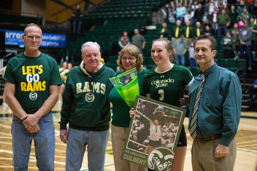 Colorado State senior outside hitter Adrianna Culbert, second from right, was named the Mountain West Player of the Year Monday. (Ryan Arb/Collegian)