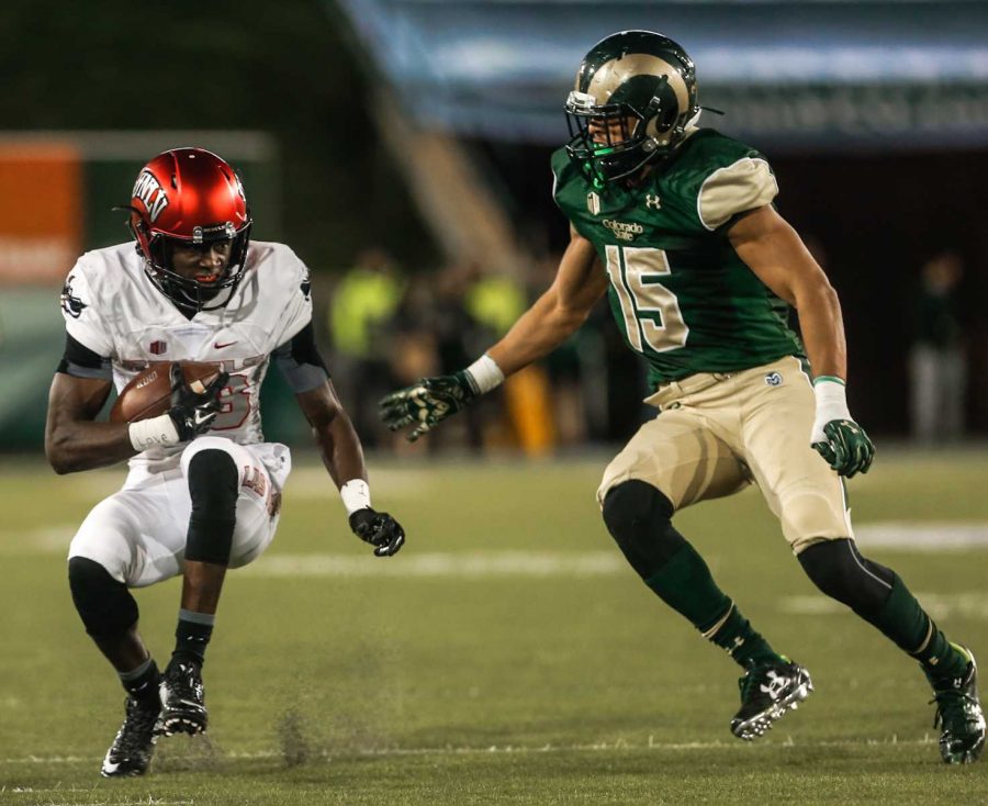  Kiel Robinson, right, will be a part of a loaded linebacker group for CSU next year. (Collegian File Photo)