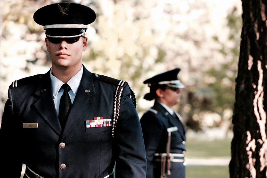 Color Guard Commander Kyle Jewell lead the Air Force ROTC Detachment 90 in a prisoner of war/ missing in action ceremony in September to commemorate our nations military. (Photo courtesy of Tyler Moore.)