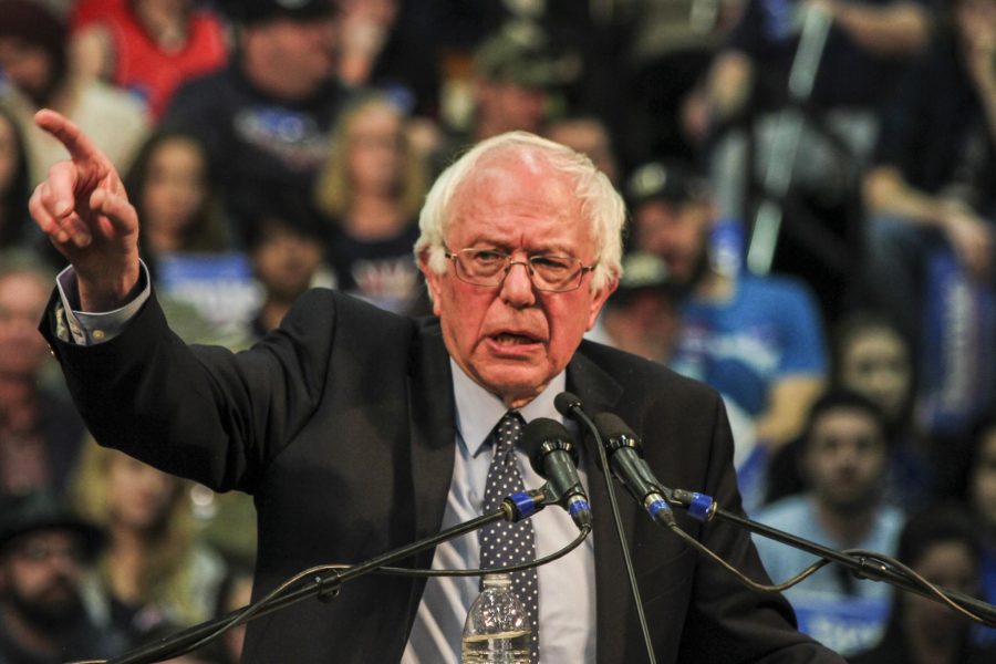Vermont democrat Bernie Sanders expressed his opinions about universal health care, cost of higher education, and income equality during his political rally in Moby Arena Sunday night.