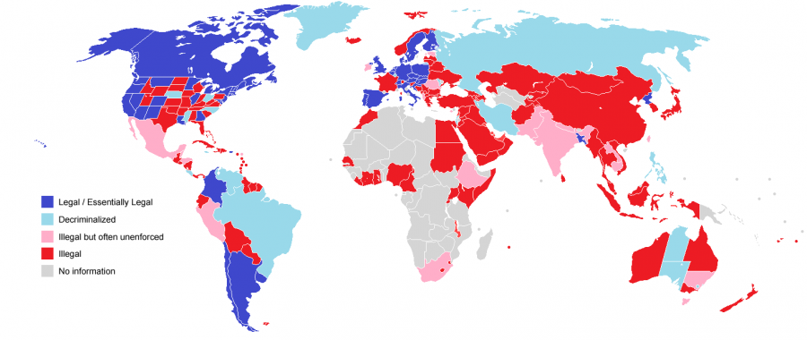 Worldwide laws on cannabis possession for medical purposes. (Photo credit: Wikipedia)