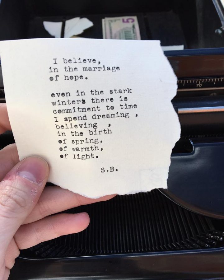 One of the many poems I wrote for people on my typewriter 