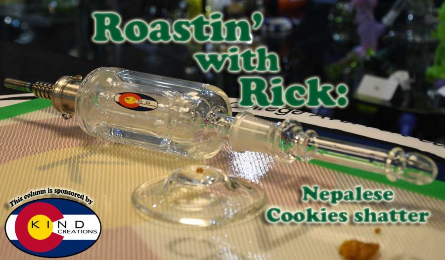 Using a nectar collector from Kind Creations, dabs of Organic Alternatives Nepalese Cookies shatter are the focus of this weeks Roastin with Rick. (Photo by Neall Denman)