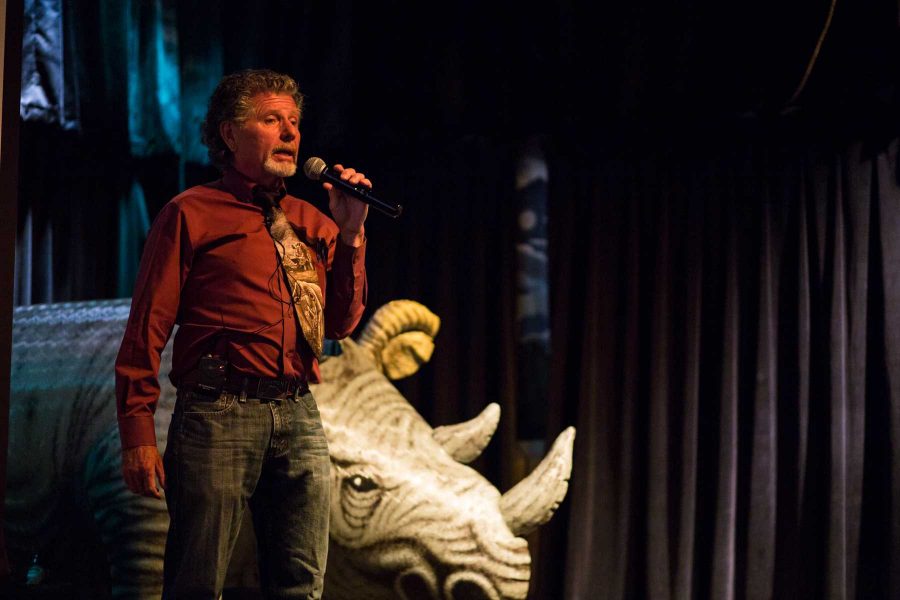 CSU Alumni Ed Warner spoke on radical conservation and his work with Rhinos Thursday at Avogadros Number. Photo by Ryan Arb