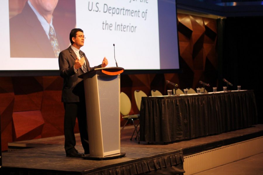 Deputy Secretary Mike Connor reflects upon his eight years as Water Leader for the U.S. Department of the Interior Wednesday evening in the LSC. 