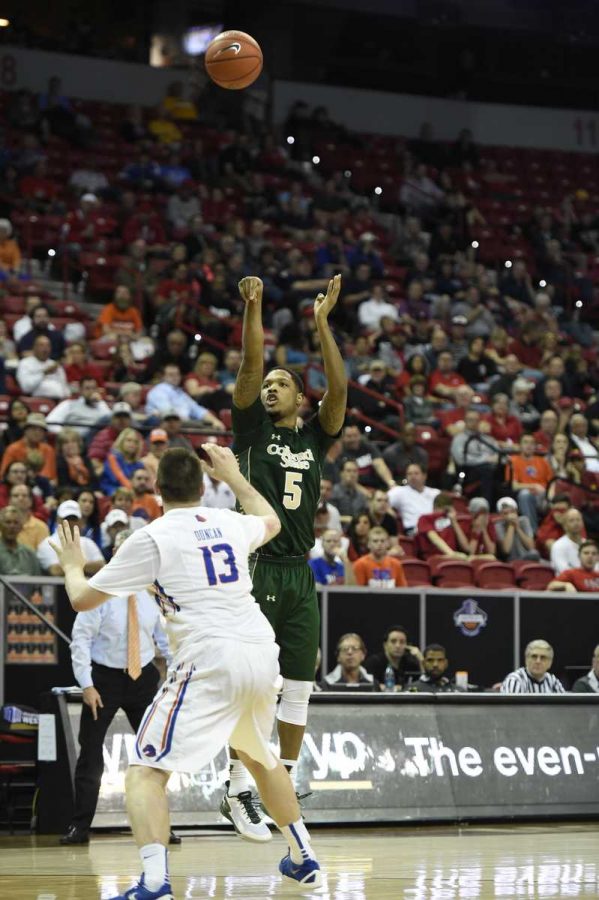 10 MAR 2016: Boise State University takes on Colorado State University during the 2016 Mountain West Conference Mens Basketball Championship at the Thomas & Mack Center in Las Vegas, NV. Derek Johnson/NCAA Photos