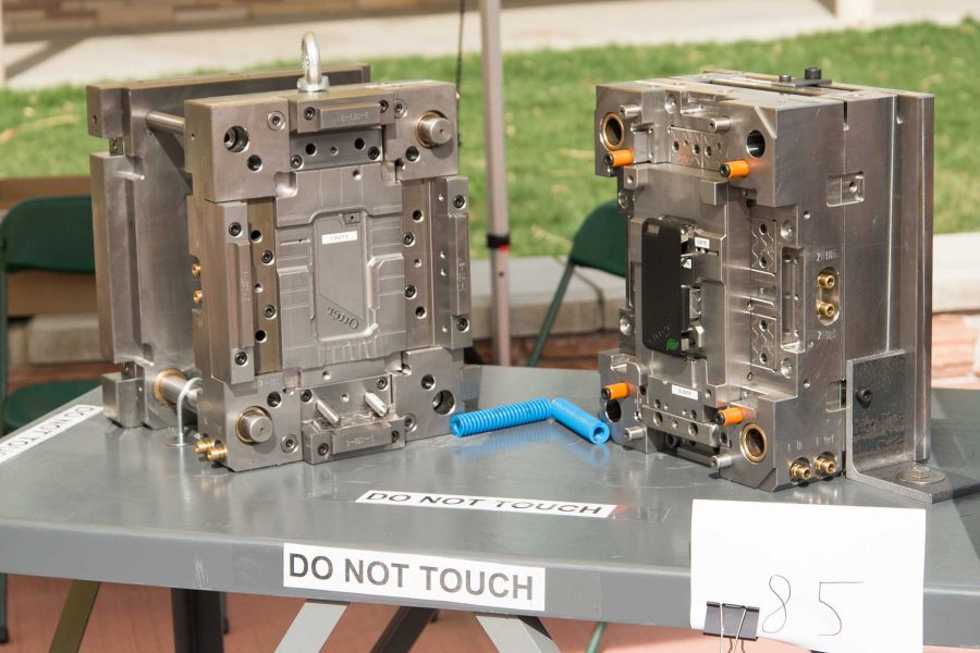 A plastic injection mold from the Otter Box senior design team at E-Days 2016 outside the Lory Student Center (Luke Walker/ The Collegian)
