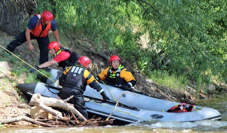 Poudre Fire Authority rescued four adult tubers on June 10. Photo courtesy of Poudre Fire Authority.