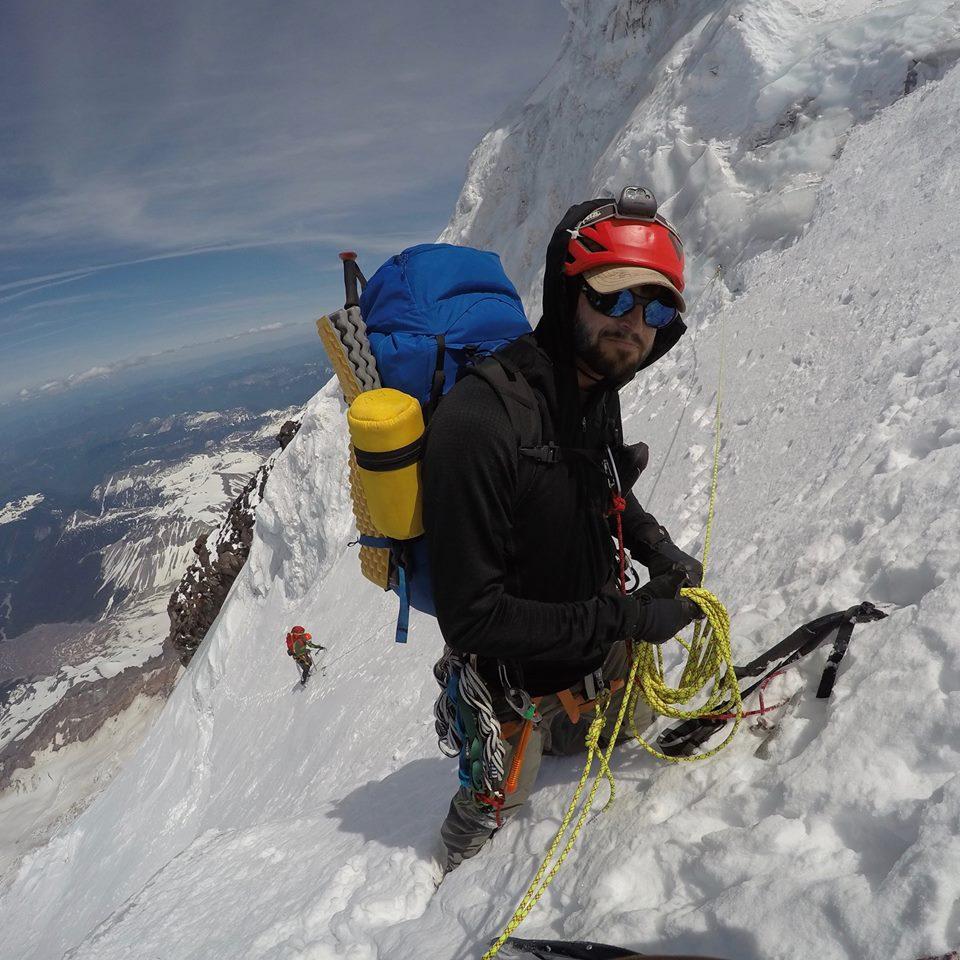 Nathan Perrault on the Liberty Ridge of Mount Rainier. (Photo by: Nathan Perrault)