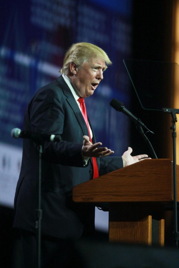 Presumptive republican presidential nominee Donald Trump spoke at the summit for about an hour, and was introduced by Colorado Republican Party Chairman Steve House. (Natalie Dyer / Collegian)