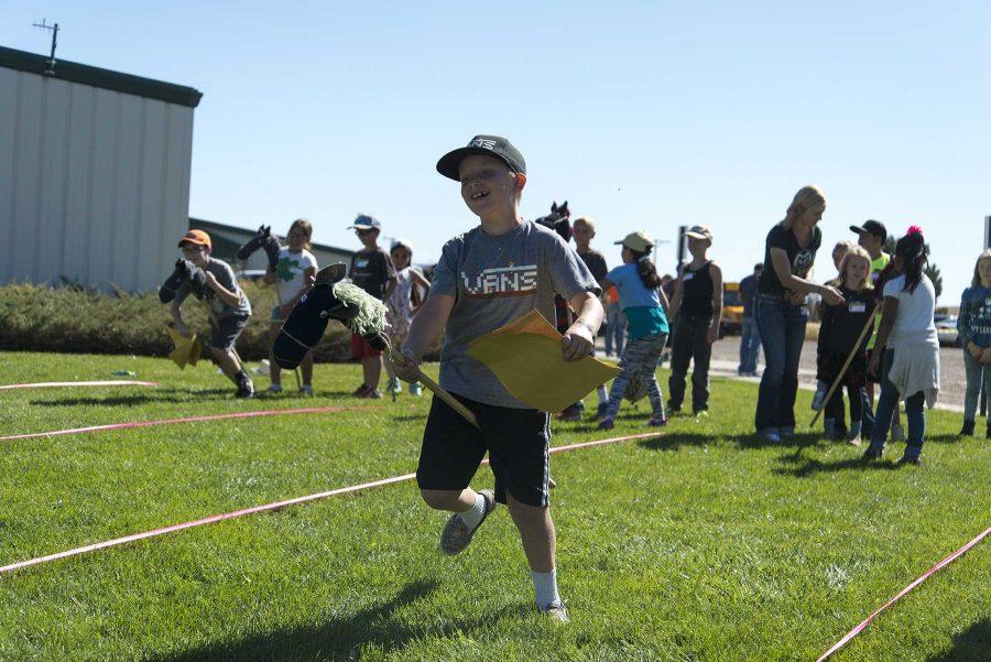 Poudre School District 3rd graders acting as the pony express during Ag Adventure at CSU ARDEC on September 28th, 2016 (Luke Walker | Collegian).
