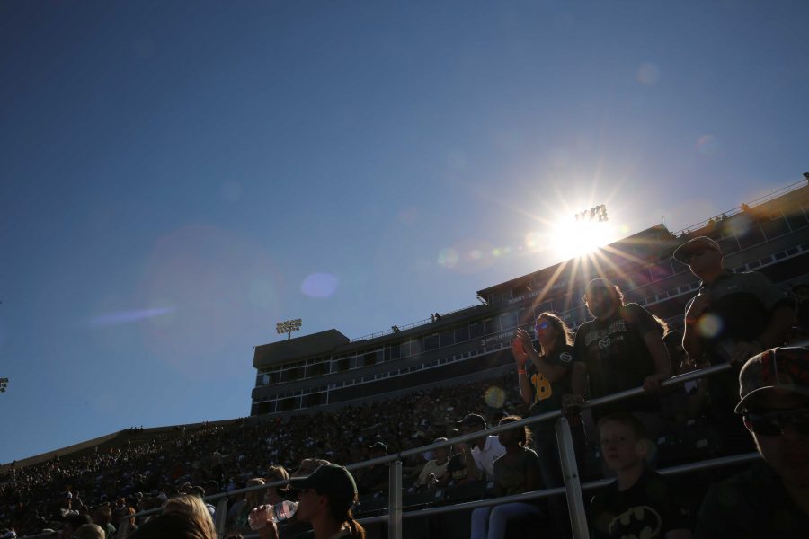 Colorado State University fans watch the Rams football team take on the University of Texas San Antonio on Saturday afternoon at Hughes Stadium. CSU beat the Roadrunners 23-14.