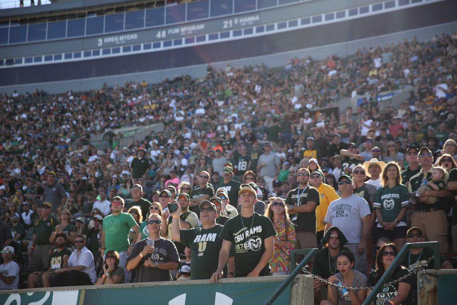 Colorado State University fans watch the Rams football team take on the University of Texas San Antonio on Saturday afternoon at Hughes Stadium. CSU beat the Roadrunners 23-14.