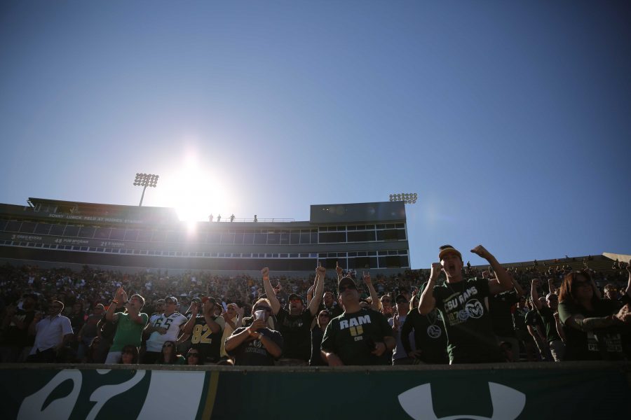 Colorado State University fans watch the Rams football team take on the University of Texas San Antonio on Saturday afternoon at Hughes Stadium. CSU beat the Roadrunners 23-14.