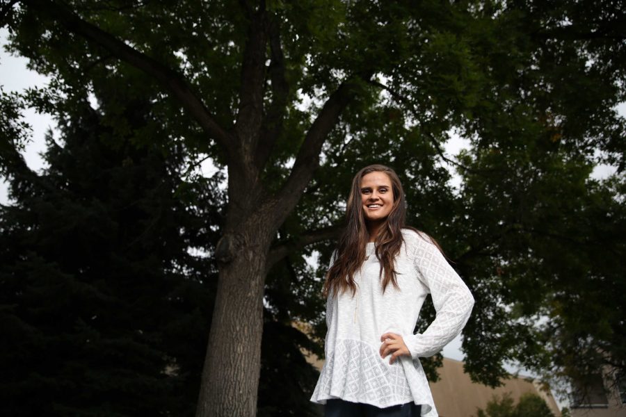 Colorado State University junior Kelly Davis poses for a portrait on Tuesday afternoon. Davis, who is the Vice President of Active Minds, an organization aimed at reducing mental health stigma among students, recently won a scholarship from the national Active Minds organization. (Forrest Czarnecki | Collegian)