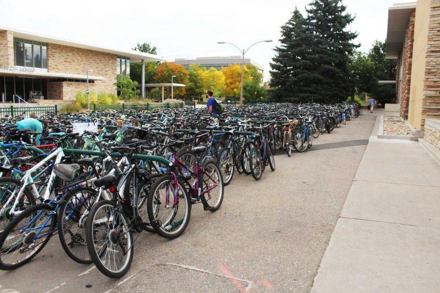 Outside of the Lory Student Center is a prime example of where more bike racks are needed due to high bike traffic.