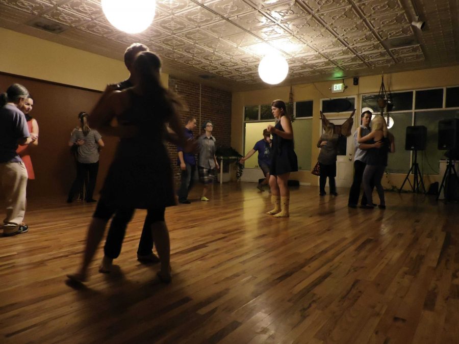 Ruth teaches the basics of swing to eager dancers in one of her weekly lessons. Photo credit: Brooke Buchan