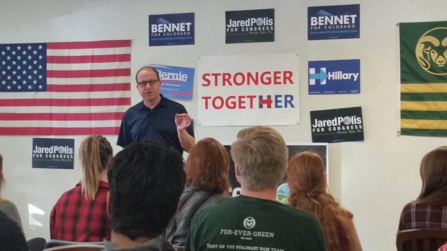 United States House of Representatives member Jared Polis paid a visit to Fort Collins on Wednesday, Oct. 5 at the Larimer County Democratic office (Erik Petrovich l Collegian). Photo credit: Erik Petrovich