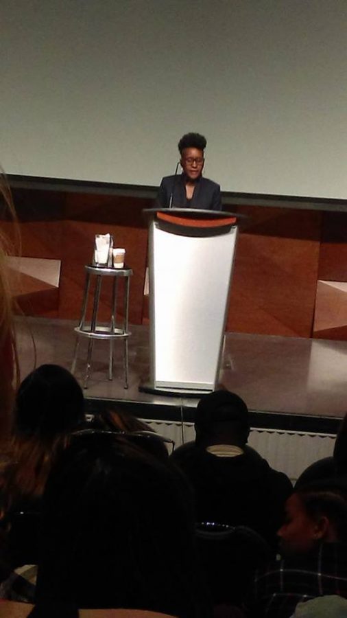 Mia McKenzie giving speech Photo credit: Maddie Wright