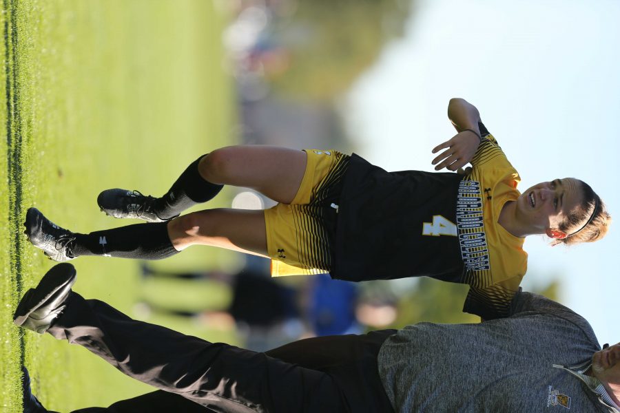 Colorado College's Anne-Sophie Lapointe (4) is helped off the field after being injured during the second half of the game on Friday afternoon at the Lagoon Field. The Rams were beat by the Tigers 2-0. (Forrest Czarnecki | Collegian)