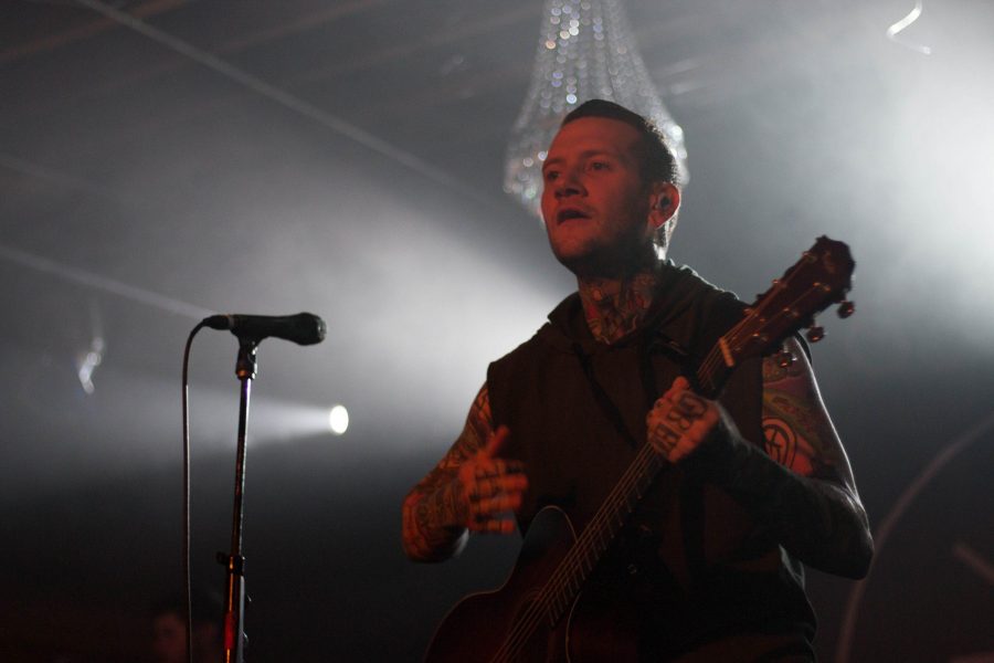 This Wild Life's guitarist Anthony Del Grosso, reaching out to the crowd. Photo credit: Chapman Croskell