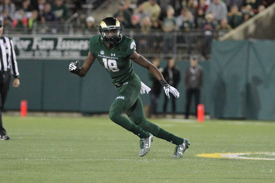 CSU Defensive Back Braylin Scott follows the play during the Rams 31-24 win over Utah State. (Javon Harris | Collegian) 
