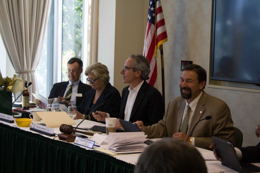 Tony Frank laughing at the beginning of a Board of Governors meeting session. (Tony Villalobos-May| Collegian) Photo credit: Tony Villalobos May