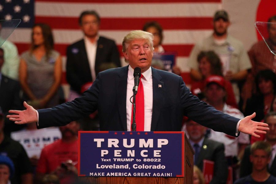 Donald Trump talks to his supporters during a rally in Loveland, Colorado on October 3, 2016. (Elliott Jerge | Collegian)