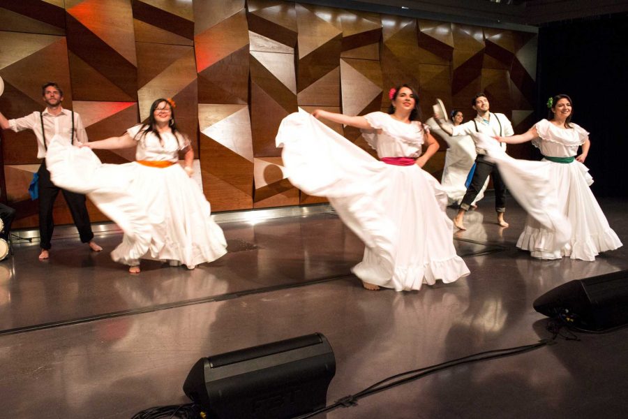 The Latin American Students and Scholars Association performed a traditional dance in flowing white dresses and colorful flowers titled Raíces Latinas, which translates to Latin roots at the 2017 CSU World Unity Fair.  (Brooke Buchan | Collegian)
