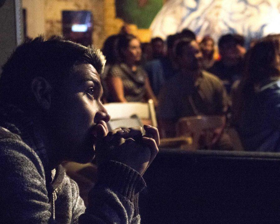 Alonzo Botello watches the 2016 Presidential Election, as well as local elections around the country, unfold at Avogadros Number Nov. 8, 2016. Photo credit: Brooke Buchan