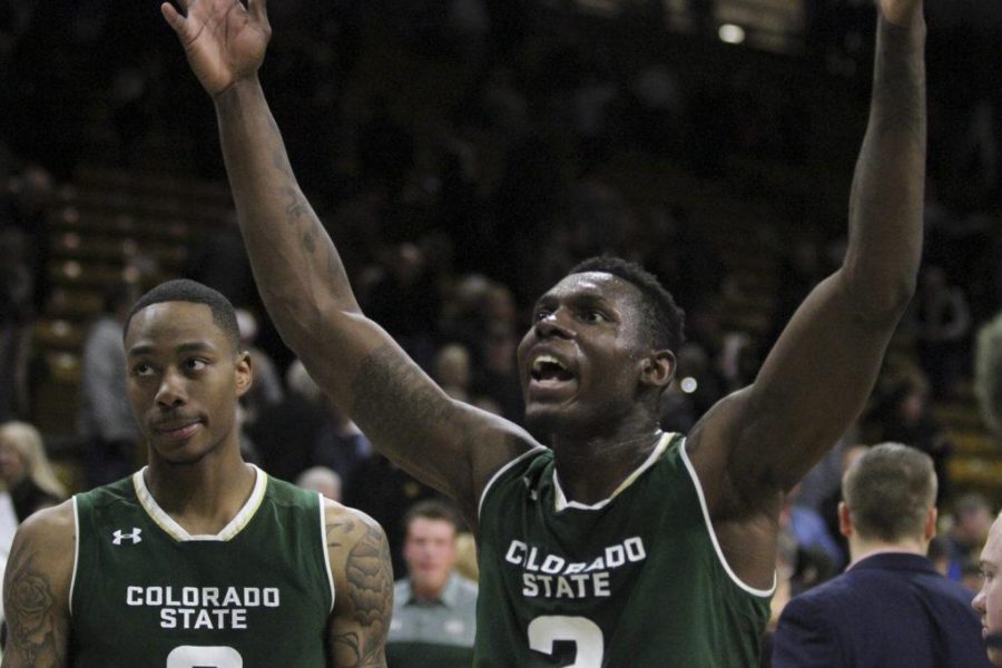 Emmanuel Omogbo celebrates a 72-58 win over rival Colorado (Photo by Javon Harris)