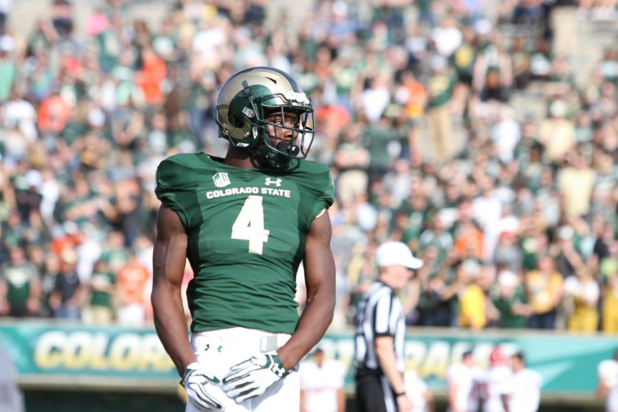 CSU Wide Receiver Michael Gallup (4) during the Rams win over Fresno State. (Javon Harris | Collegian)