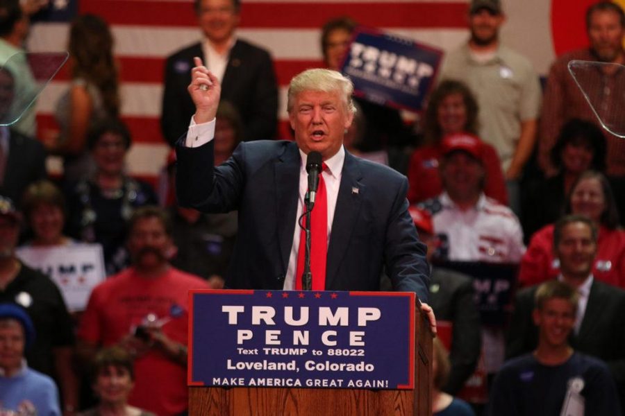 Donald Trump talks to his supporters during a rally in Loveland, Colorado on October 3, 2016. (Elliott Jerge | Collegian)