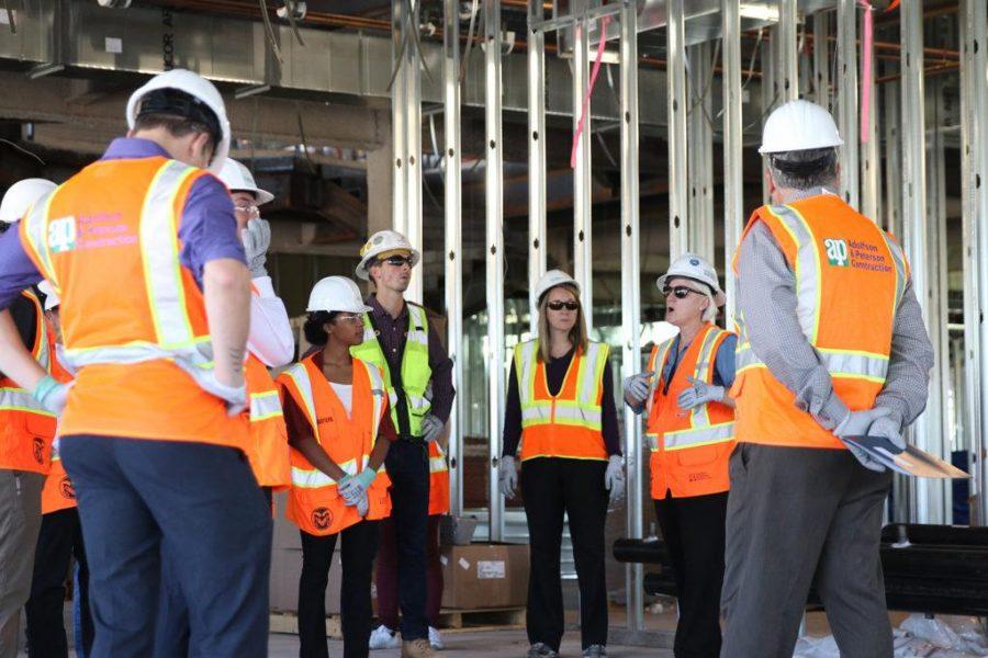 CSU Health Network Executive Director Anne Hudgens explains all the different rooms and their uses to the Student Fee Review Board during their walk through of the New Health Center building currently under construction. (Elliott Jerge | Collegian)